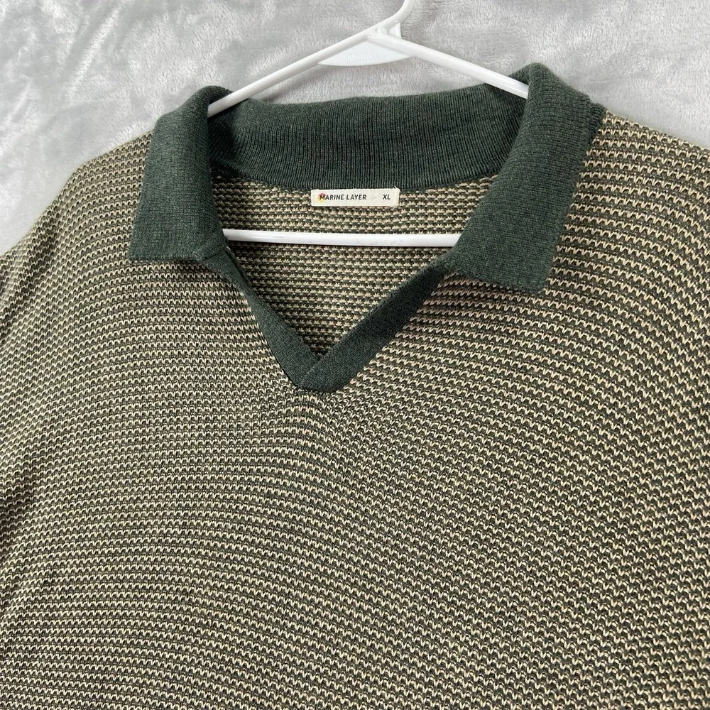 Marine Layer Sweater Polo Shirt Mens XL Liam Long Sleeve Pullover Knit Cozy